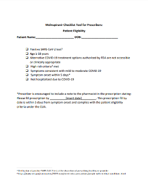 FDA Molnupiravir Patient Eligibility Checklist