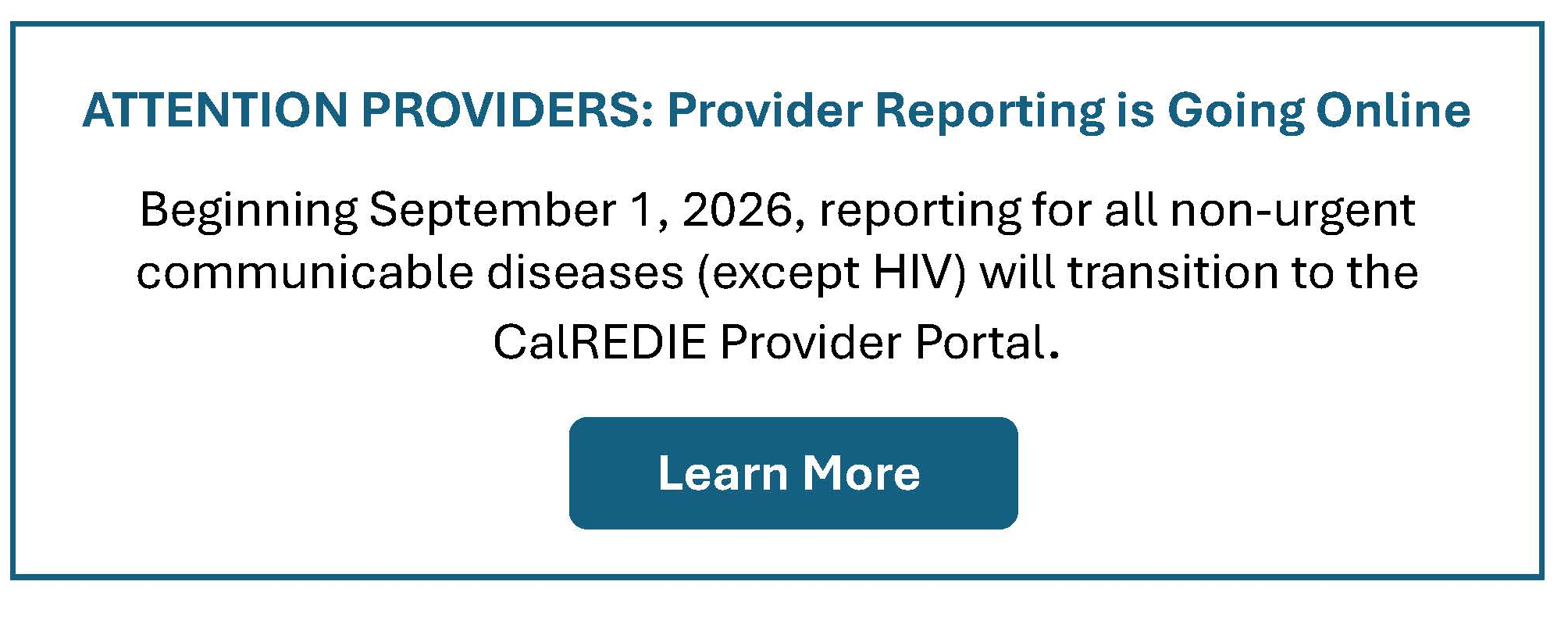 Provider Reporting banner