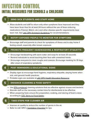 Infection Control Measures for Schools