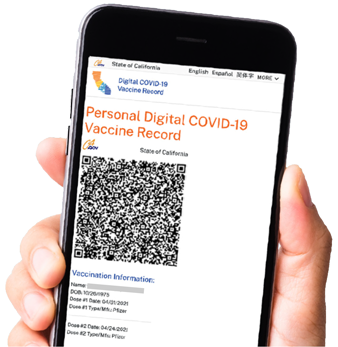 Cell phone with CDPH digital vaccination record