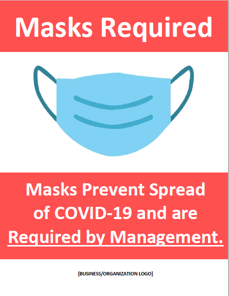 COVID-19 entry sign - Masks Required by Management