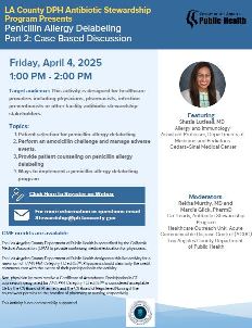 Flyer for live webinar on Penicillin Allergy Delabeling - Part 2, case based discussion