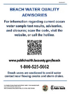 Beach water quality advisories sign