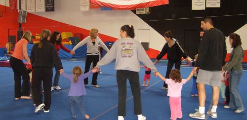parents and children exercising