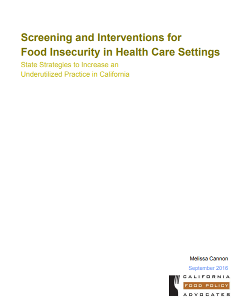Screening and interventions for food insecurity