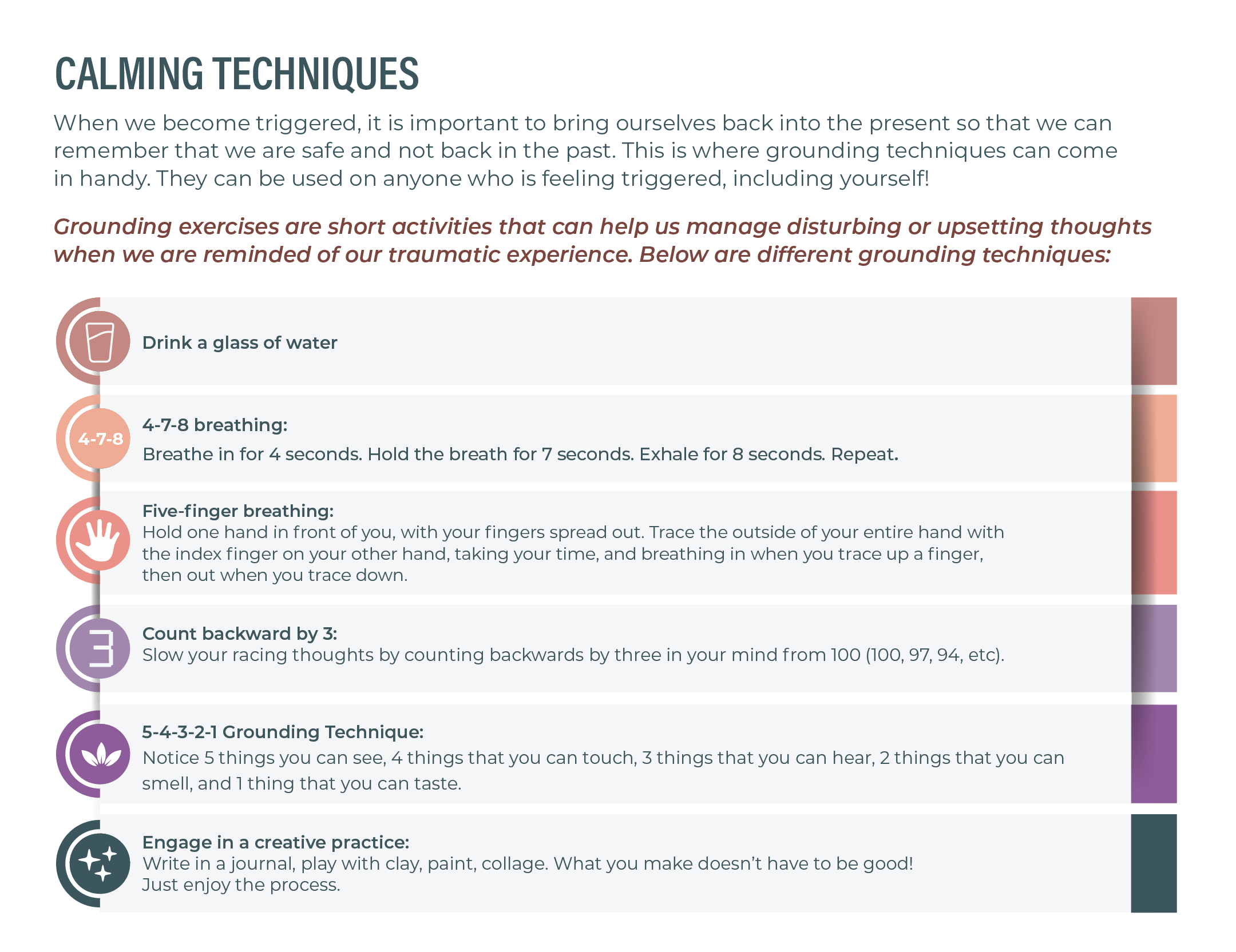 Grounding Skills Bingo, Counseling Grounding Skills, Trauma