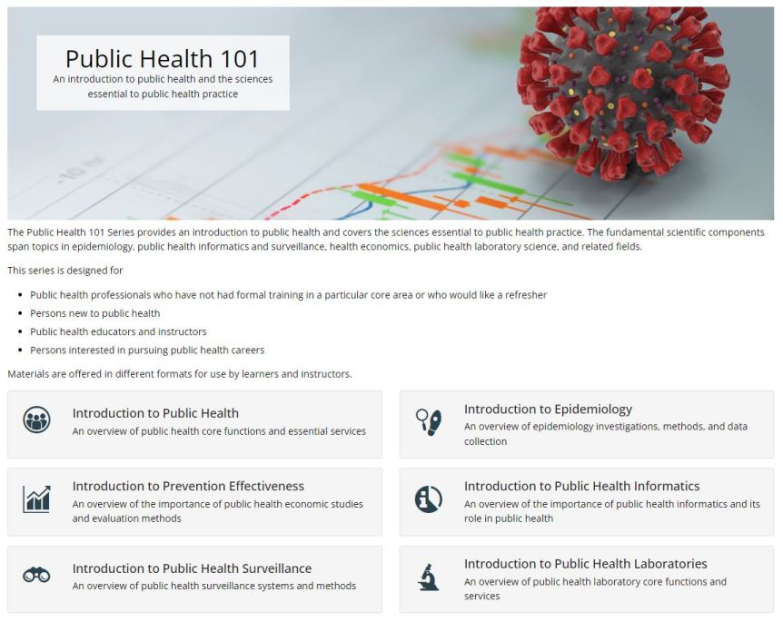 CDC public health 101 webpage
