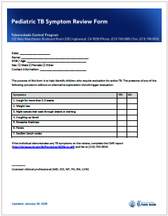 Pediatric TB Symptom Review Formimage