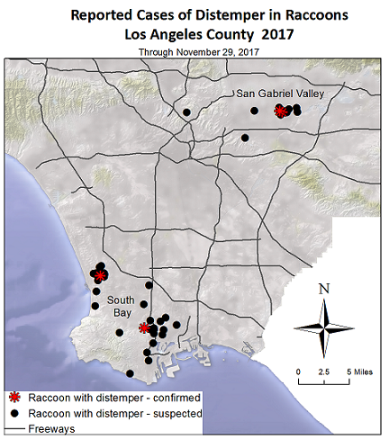 2017 Map Raccoons wtih Distemper Los Angeles County
