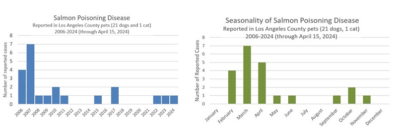 2006-2024 Salmon Poisoning Disease LA County pets Graphs